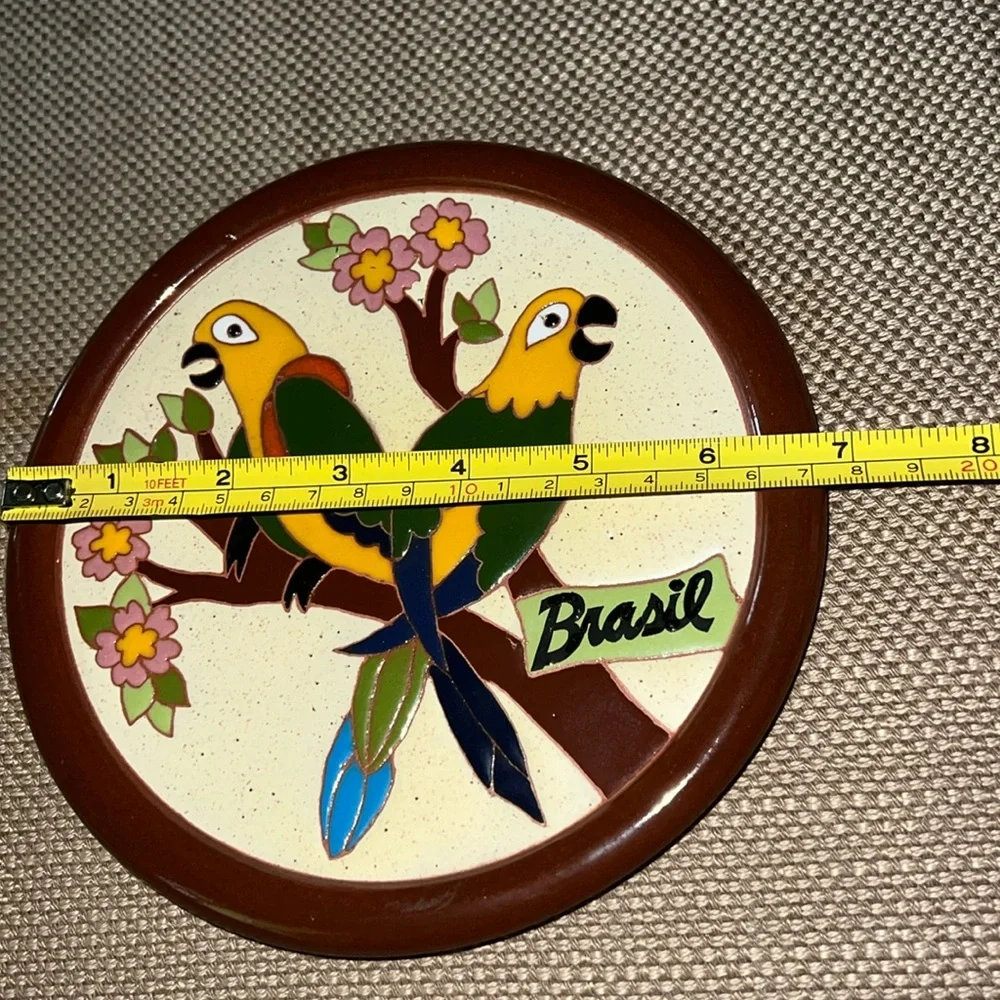 Brasil ceramic multicolored wall hanging of parrots